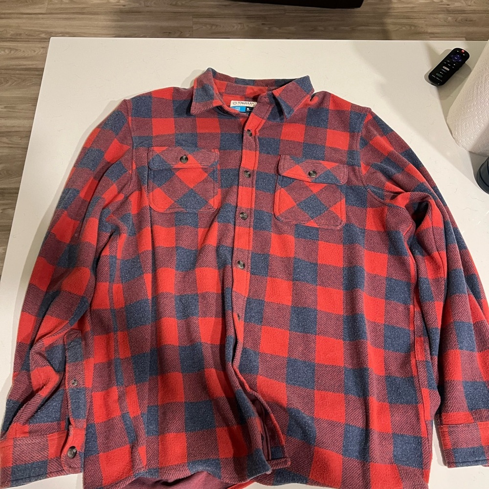 Magellan Outdoors Red and Gray Plaid Men's Shirt